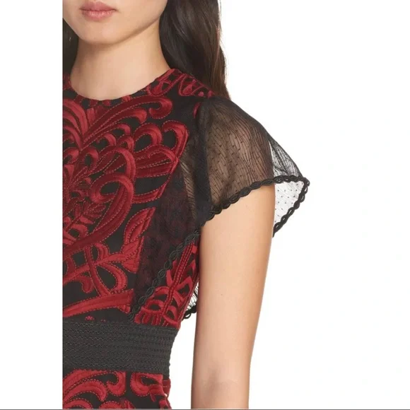Foxiedox Red and Black Embroidered Dress Sz 2 New! - Picture 2 of 16